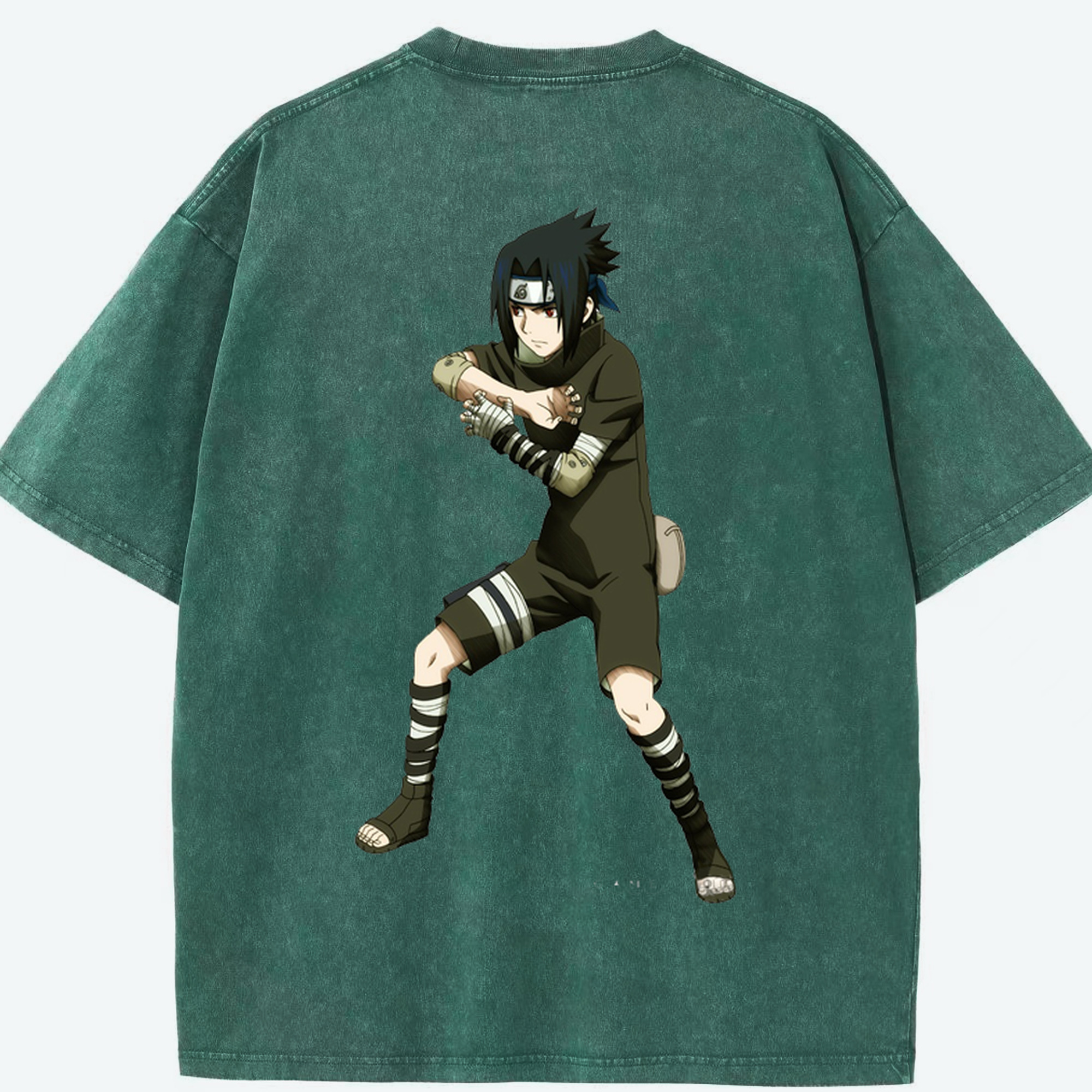 （画像用） NARUTO -ナルト- うちは サスケ Uchiha Sasuke 綿100% ヴィンテージ風 半袖Tシャツ（背面プリント）
